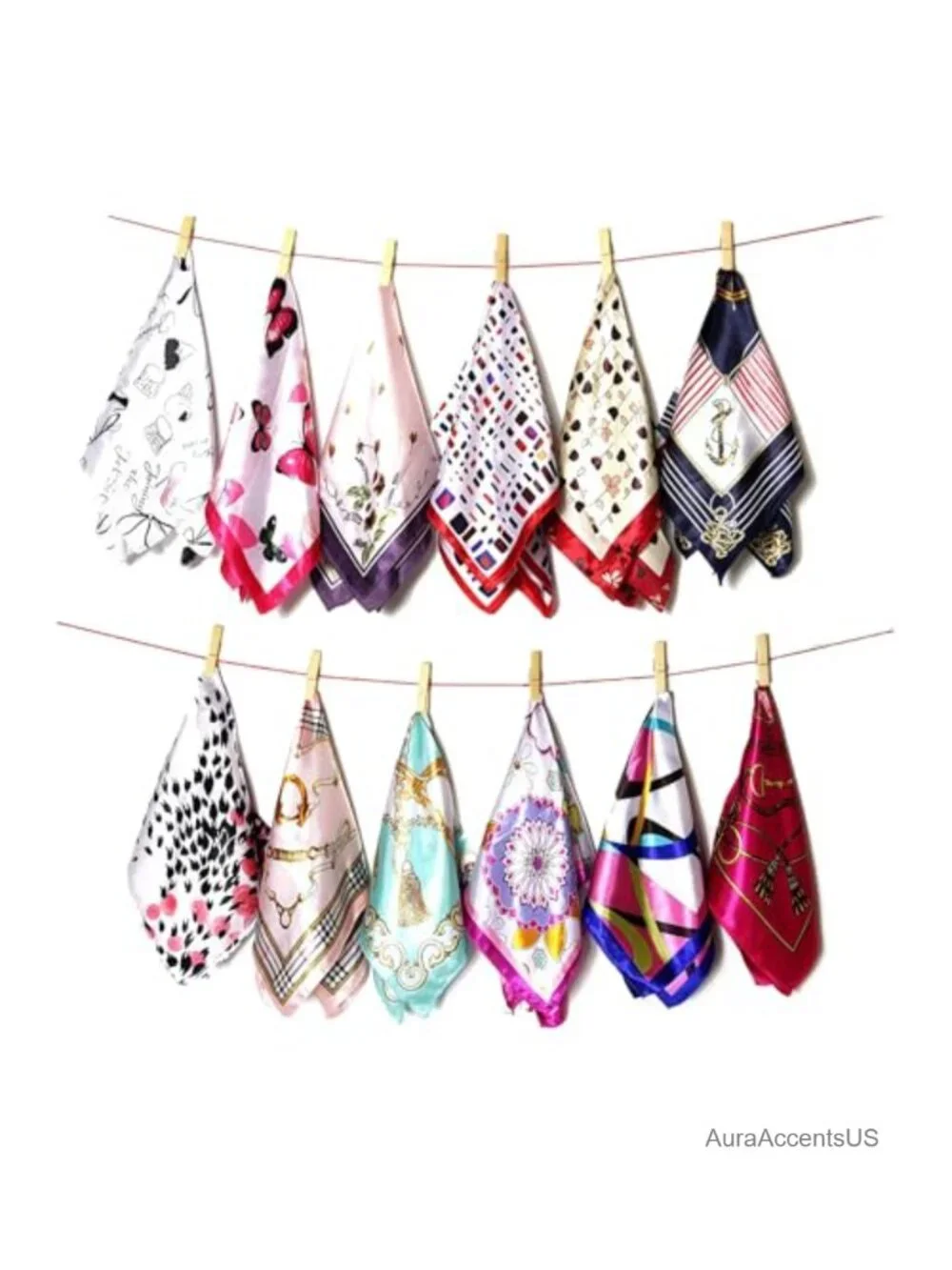 10-Piece Square Scarf Set - Polyester Blend Fashion Scarf